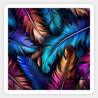 Blue, Turquoise, Pink and Golden Feathers Sticker